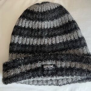 Supreme Black and Gray Knit Hat